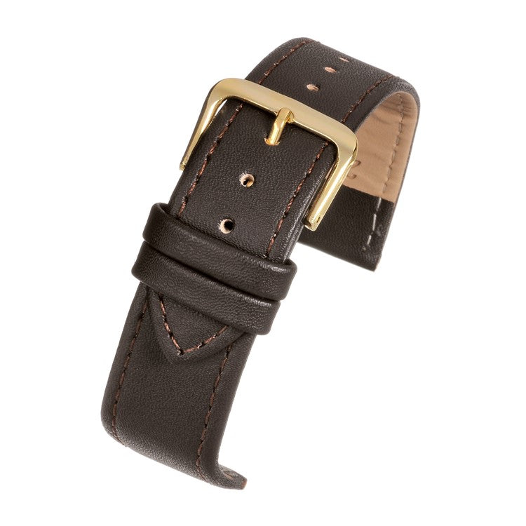 Brown Plain Stitched Watch Strap