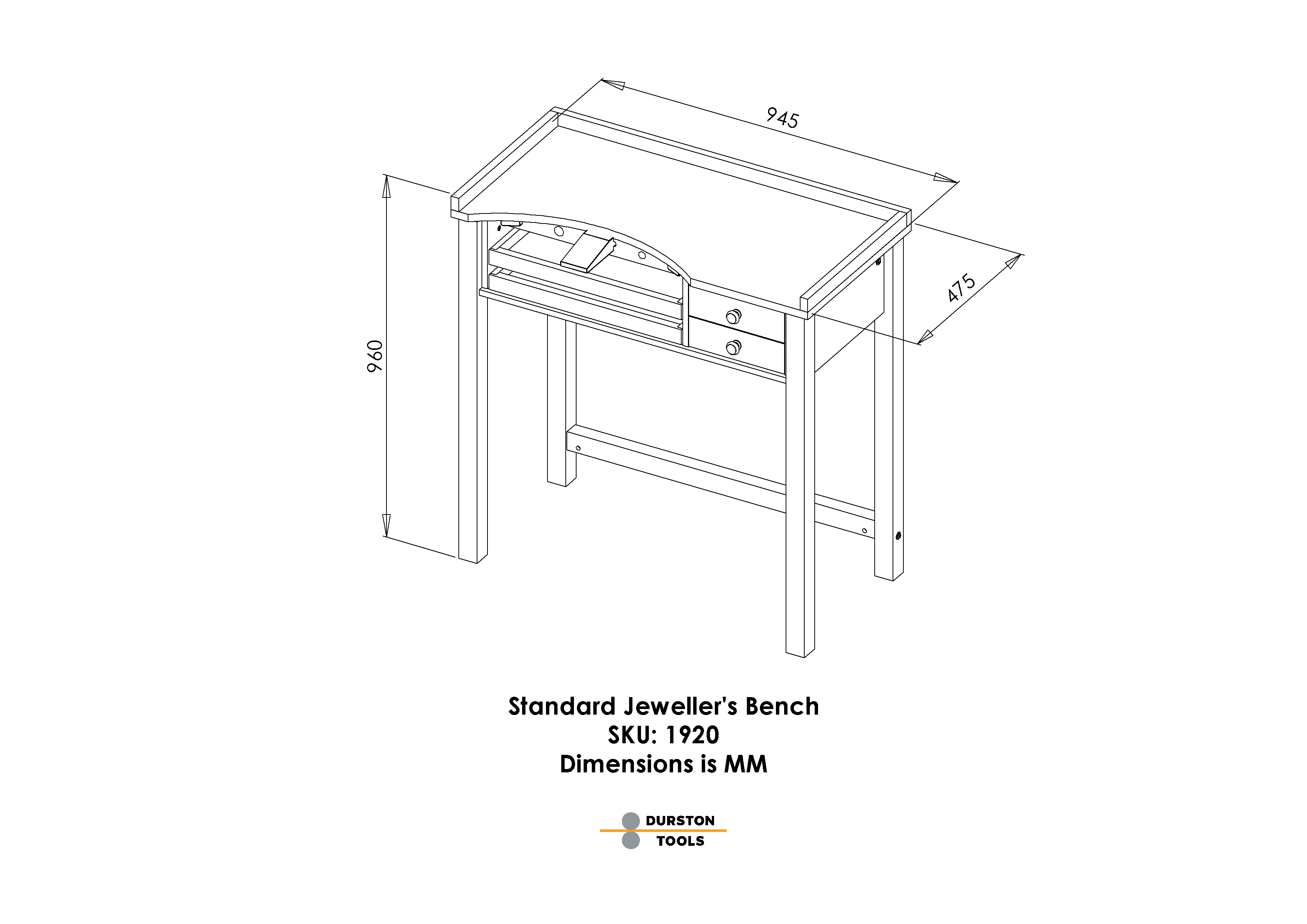 Durston Standard Jeweler’s Workbench