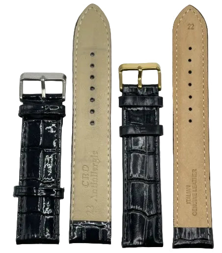 LEATHER STRAPS XL - BLACK CROCODILE