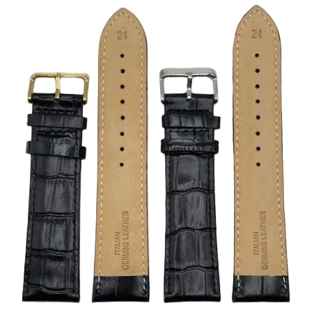 LEATHER STRAPS XL - BLACK CROCODILE