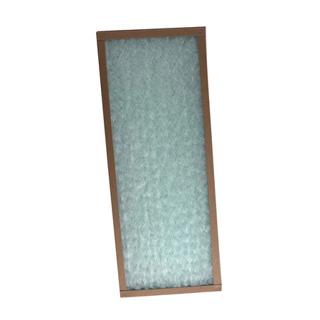 Rectangular air filter with a wooden frame on a white background