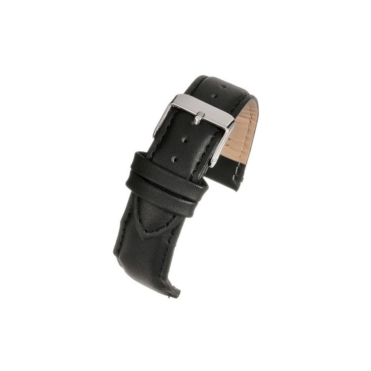 Black Padded Plain Stitched Watch Strap
