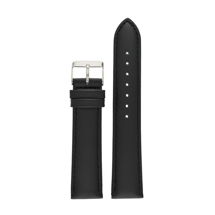 Black Padded Plain Stitched Watch Strap