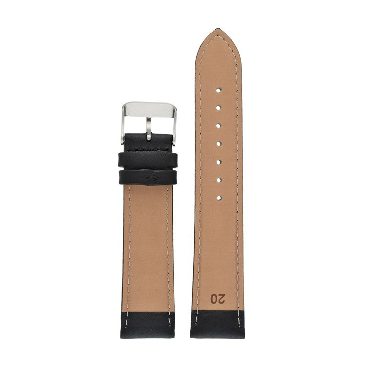 Black Padded Plain Stitched Watch Strap