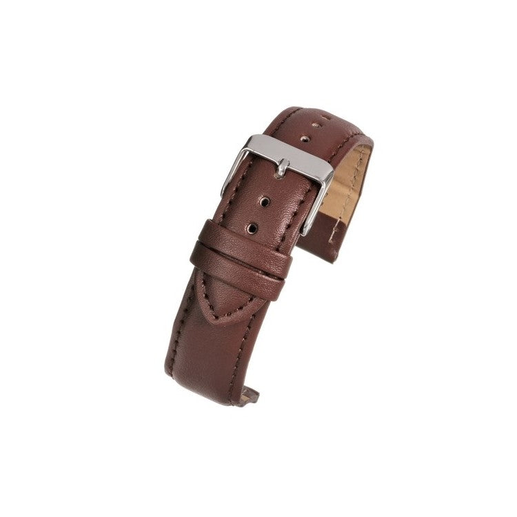 Brown Padded Plain Stitched Watch Strap