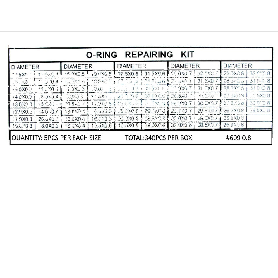 O RINGS ASSORTMENT #609-0.8