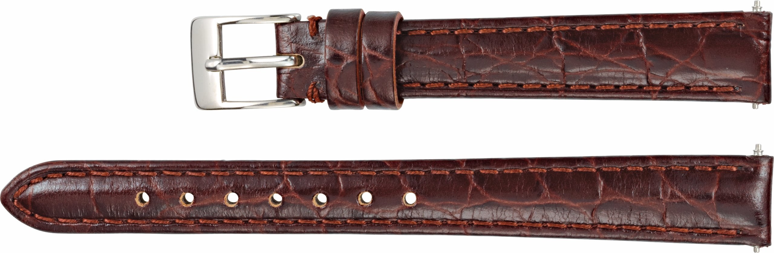 Leather Crocodile Grain Padded Watch Band