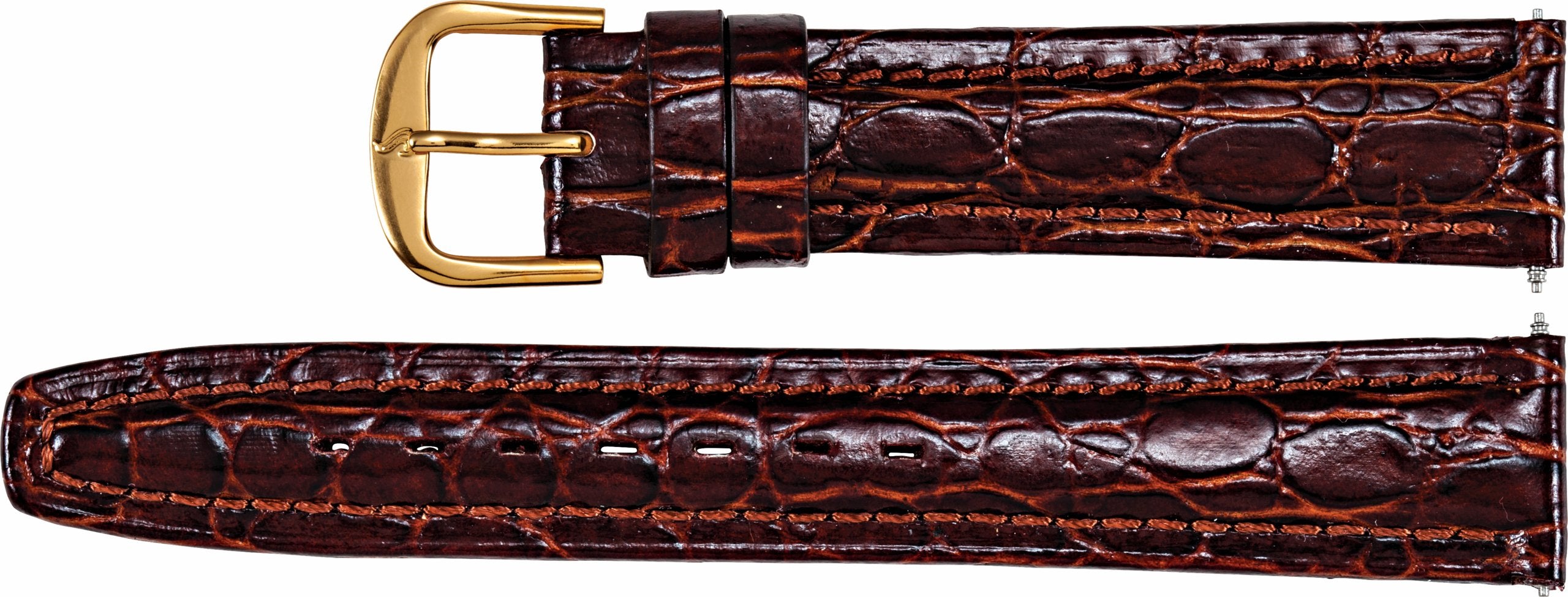 Leather Crocodile Grain Semi-Padded Watch Band