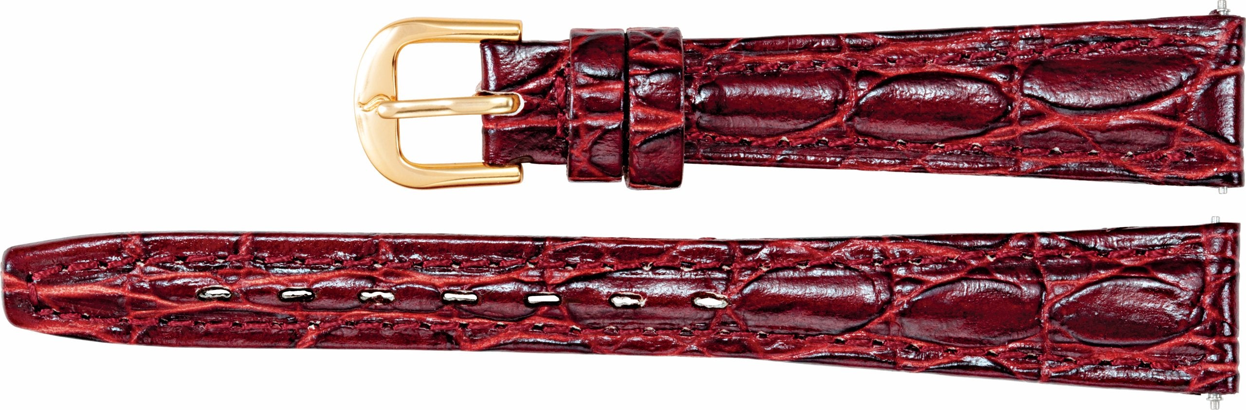 Leather Crocodile Grain Semi-Padded Watch Band