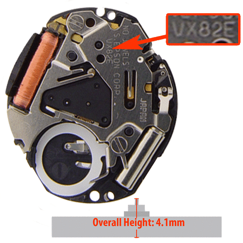 Hattori VX82 Quartz Movement, Date at 6
