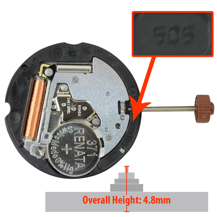 Harley 505.24D Quartz Movement, Date at 3