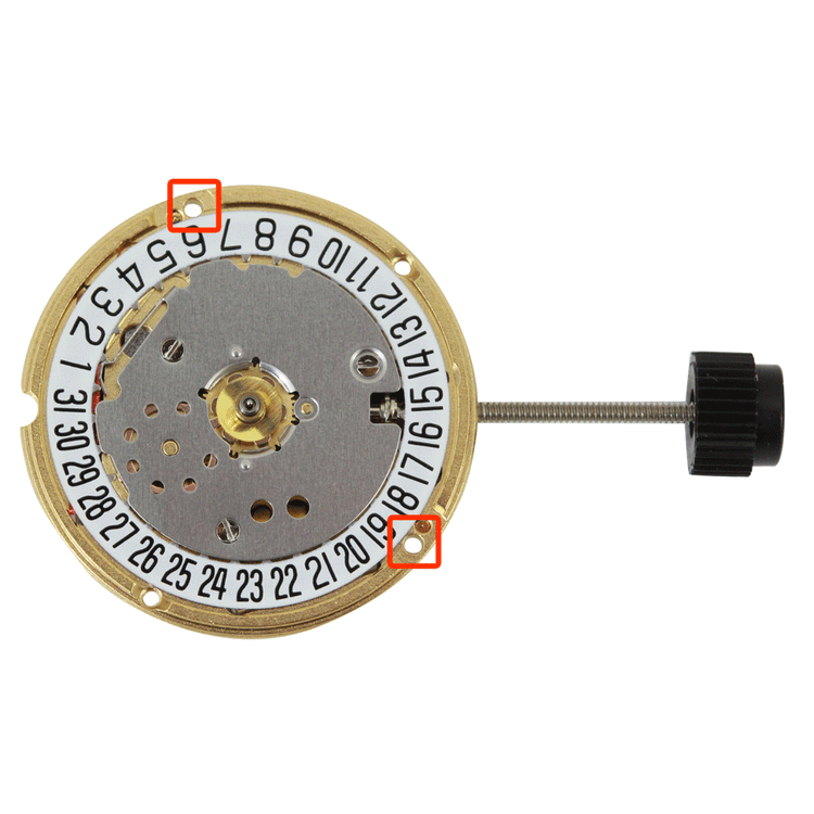 ETA F03.111 Quartz Movement, Date at 6