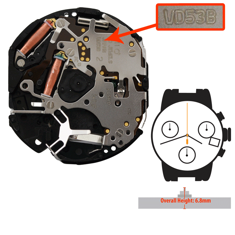 Hattori VD53 Quartz Chronograph Movement