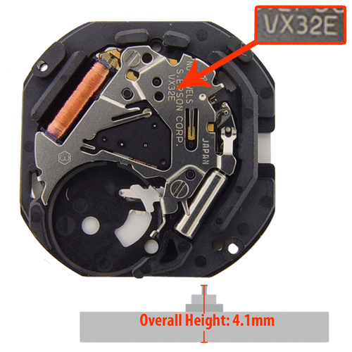 Hattori VX32 Quartz Movement, Date at 4