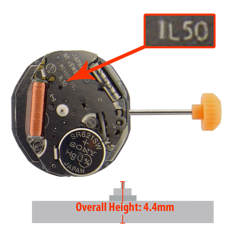Miyota 1L50 Quartz Movement, Date at 3
