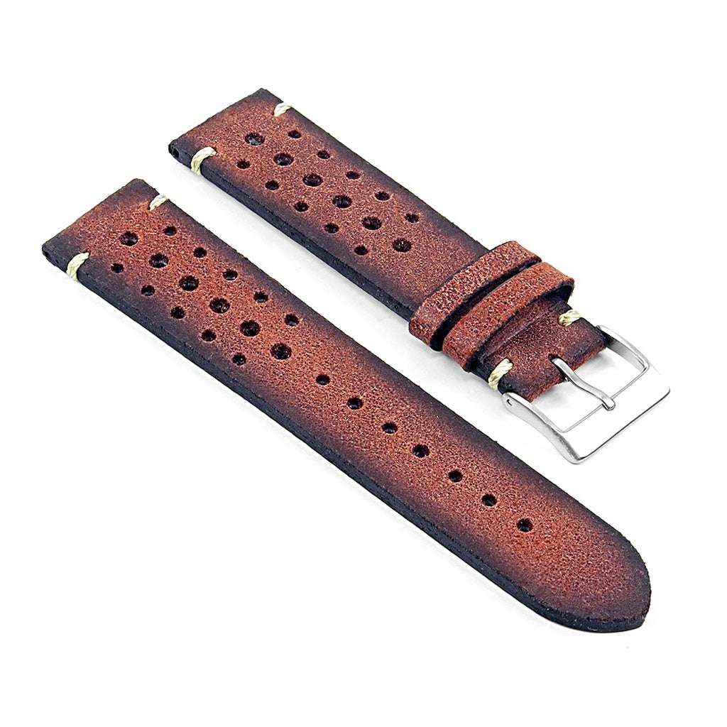 DASSARI Speedster Perforated Vintage Leather Rally Strap