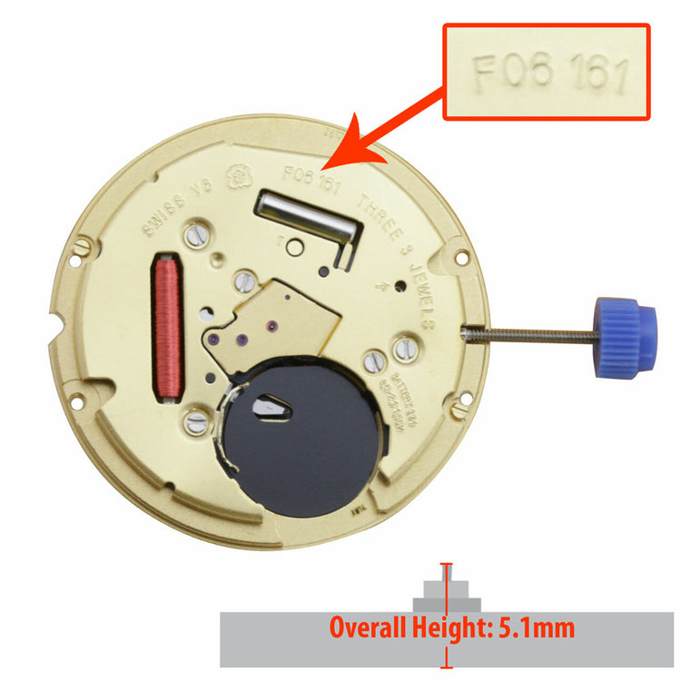 ETA F06.161 Quartz Movement, Date at 6