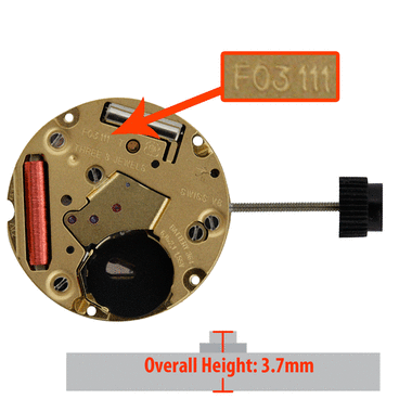 ETA F03.111 Quartz Movement, Date at 3