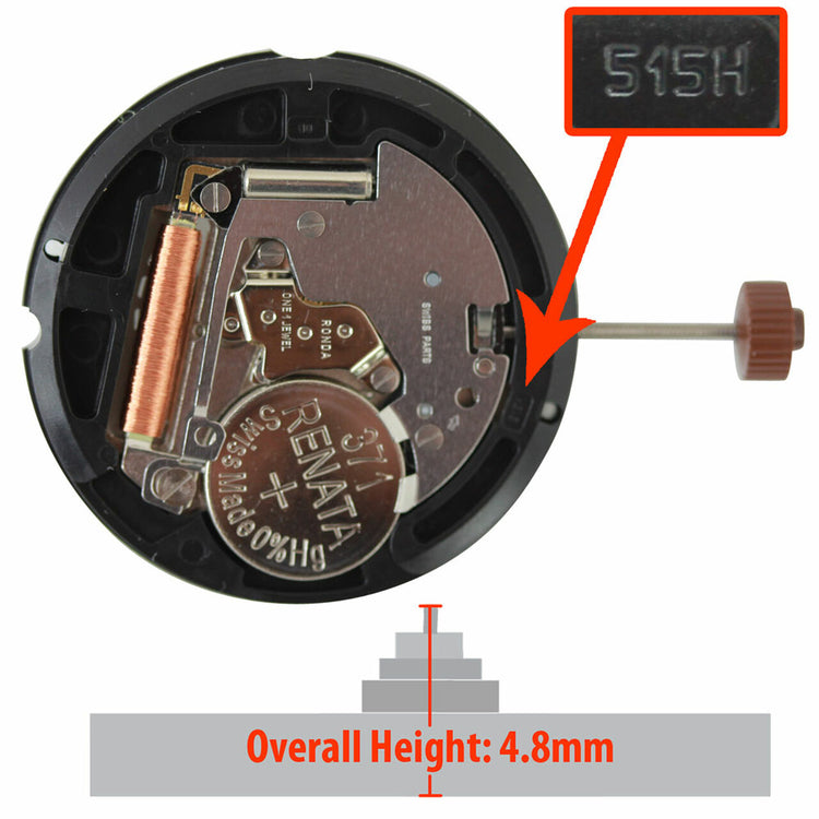 Harley 515-24 24-Hour Quartz Movement, Date at 6