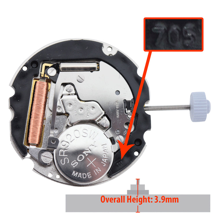 Harley 705 2-Hand Quartz Movement, Date at 6