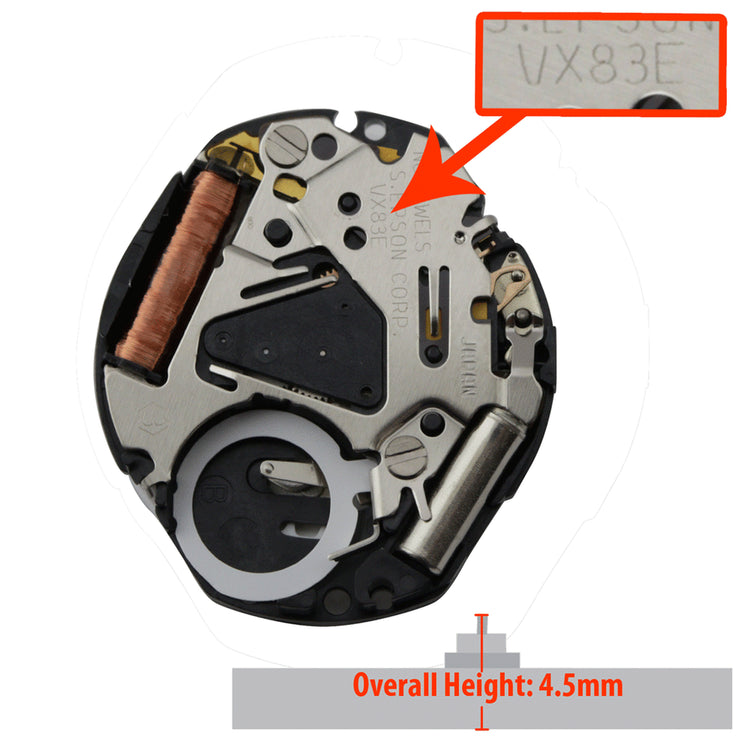 Hattori VX83 Quartz Movement, Date at 6