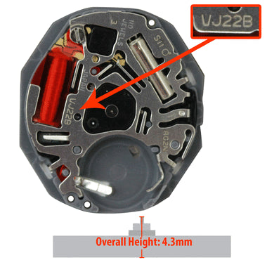 Hattori VJ22 Quartz Movement, Date at 6