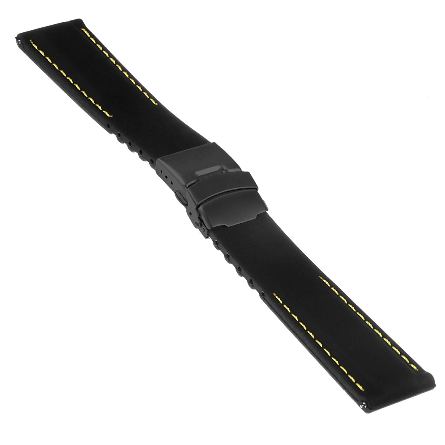 Rubber Strap with Stitching & Matte Black Clasp - Quick Release