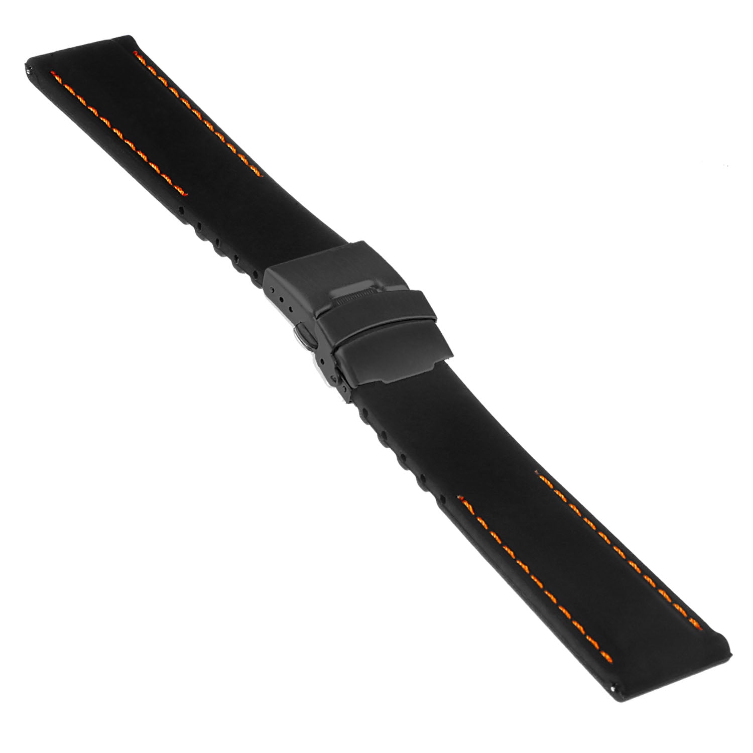 Rubber Strap with Stitching & Matte Black Clasp - Quick Release