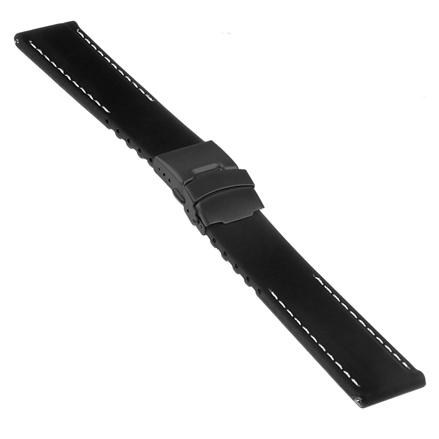 Rubber Strap with Stitching & Matte Black Clasp - Quick Release