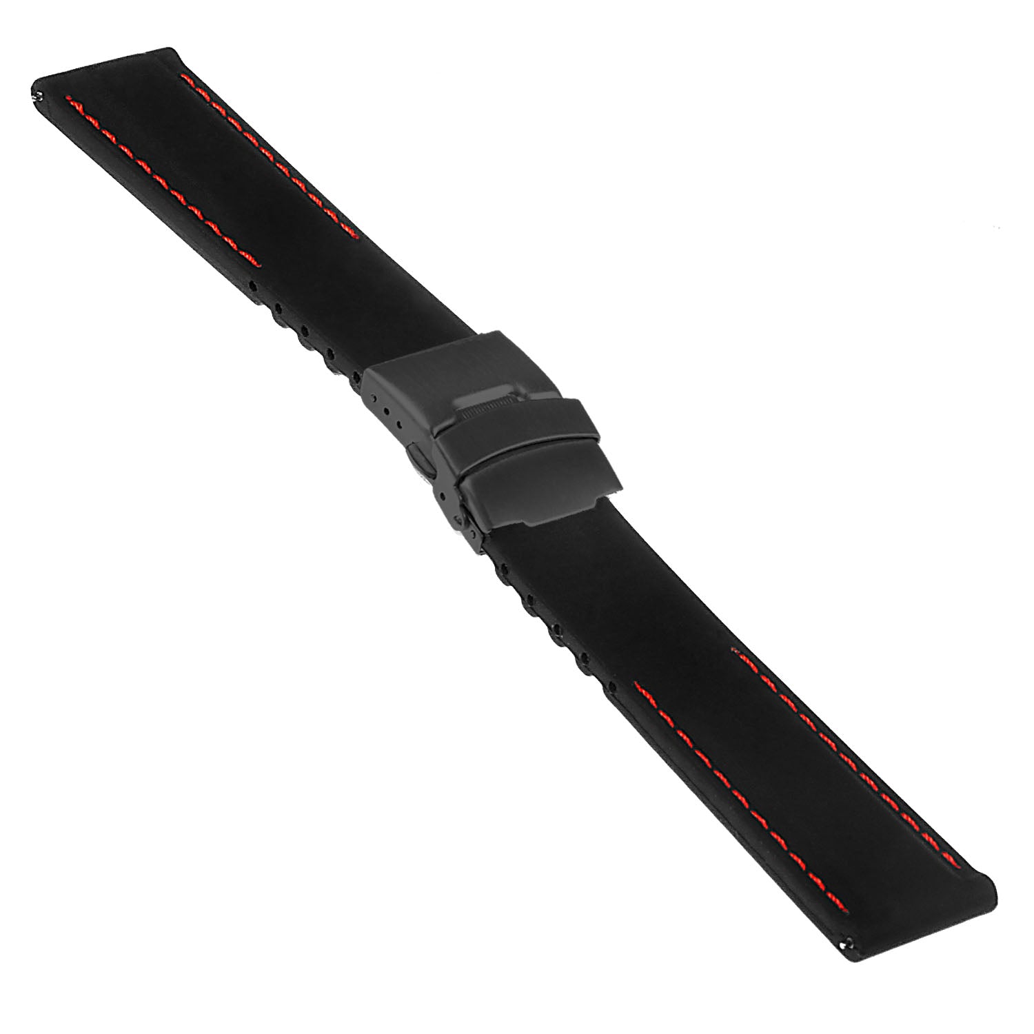 Rubber Strap with Stitching & Matte Black Clasp - Quick Release