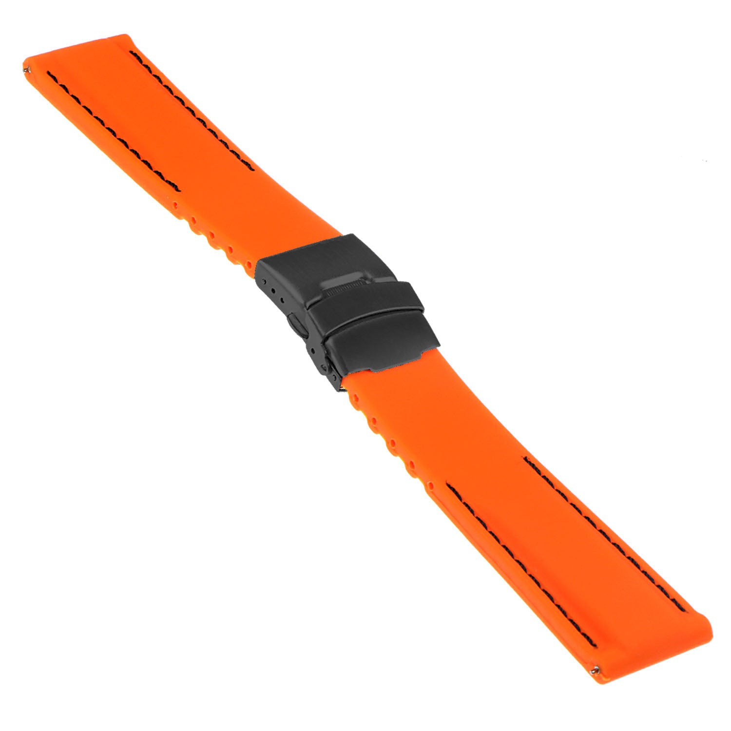 Rubber Strap with Stitching & Matte Black Clasp - Quick Release