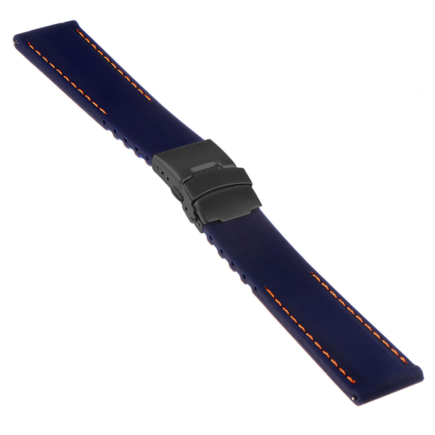 Rubber Strap with Stitching & Matte Black Clasp - Quick Release