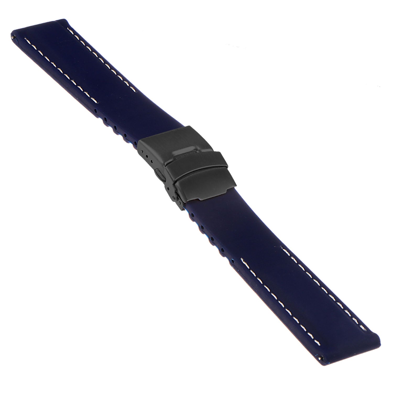 Rubber Strap with Stitching & Matte Black Clasp - Quick Release