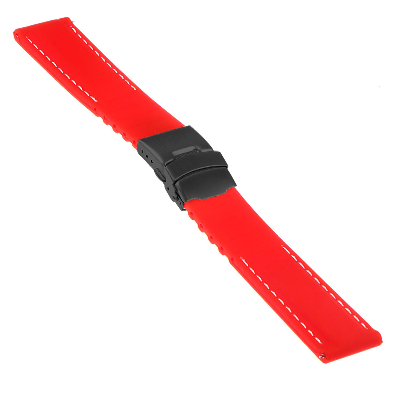 Rubber Strap with Stitching & Matte Black Clasp - Quick Release